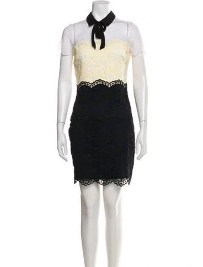 Pre-owned Sandro Lace Pattern Mini Dress In Yellow