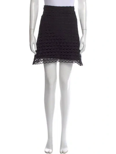 Pre-owned Sandro Lace Pattern Mini Skirt In Black