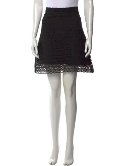 Pre-owned Sandro Lace Pattern Mini Skirt In Black