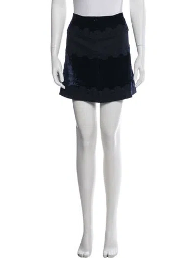 Pre-owned Sandro Lace Pattern Mini Skirt In Blue