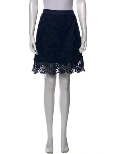 Pre-owned Sandro Lace Pattern Mini Skirt In Blue
