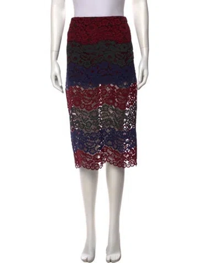 Pre-owned Sandro Lace Pattern Mini Skirt In Burgundy