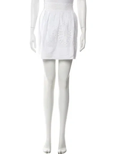 Pre-owned Sandro Lace Pattern Mini Skirt In White