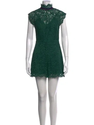 Pre-owned Sandro Lace Pattern Mock Neck Romper In Multi