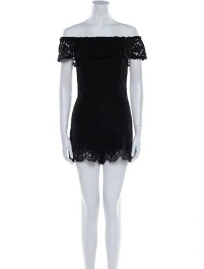 Pre-owned Sandro Lace Pattern Off-the-shoulder Romper In Black