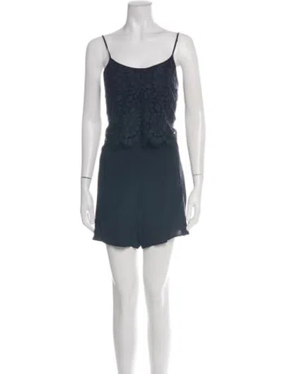 Pre-owned Sandro Lace Pattern Scoop Neck Romper In Blue