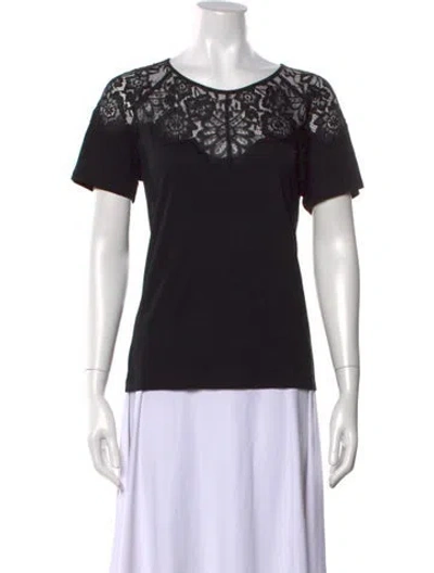 Pre-owned Sandro Lace Pattern Scoop Neck T-shirt In Black