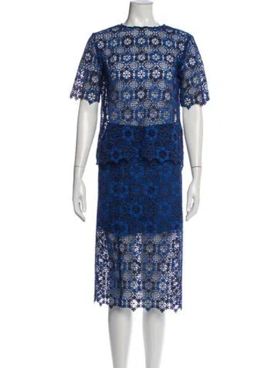 Pre-owned Sandro Lace Pattern Skirt Set In Blue