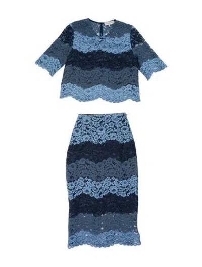 Pre-owned Sandro Lace Pattern Skirt Set In Blue