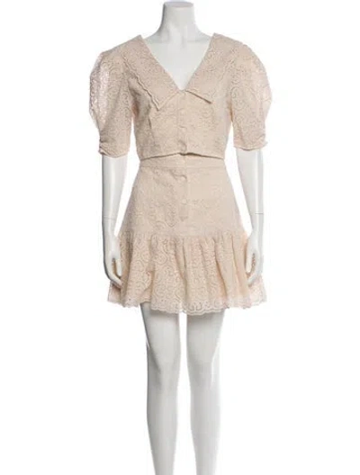Pre-owned Sandro Lace Pattern Skirt Set In Neutral