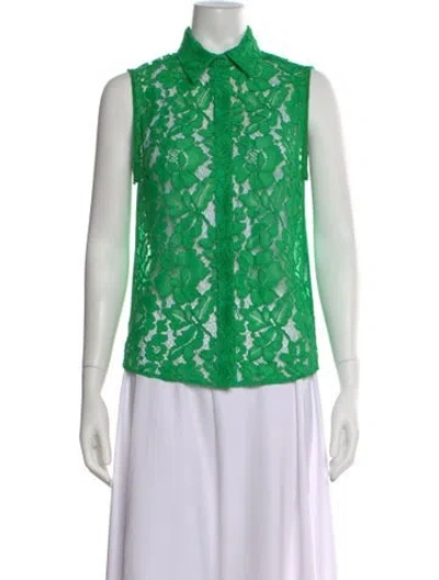 Pre-owned Sandro Lace Pattern Sleeveless Top In Green