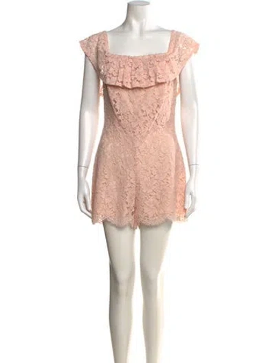 Pre-owned Sandro Lace Pattern Square Neckline Romper In Pink