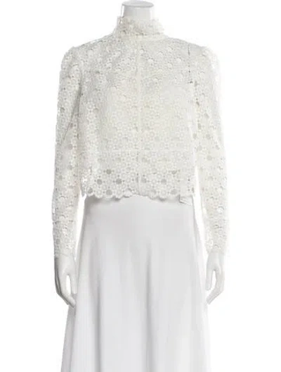 Pre-owned Sandro Lace Pattern Turtleneck Top In White