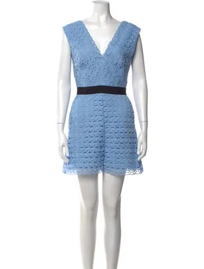 Pre-owned Sandro Lace Pattern V-neck Romper In Blue