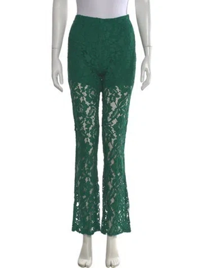 Pre-owned Sandro Lace Pattern Wide Leg Pants In Green