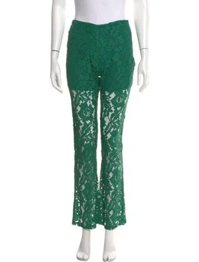 Pre-owned Sandro Lace Pattern Wide Leg Pants In Green