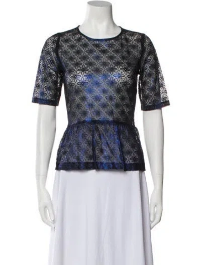 Pre-owned Sandro Lace Printed T-shirt In Blue