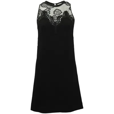 Sandro Lace Shift Dress In Black Polyester