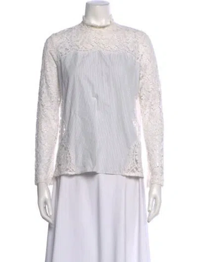 Pre-owned Sandro Lace Striped Blouse In Neutral