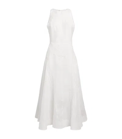 Sandro Lace-trim Midi Dress In White