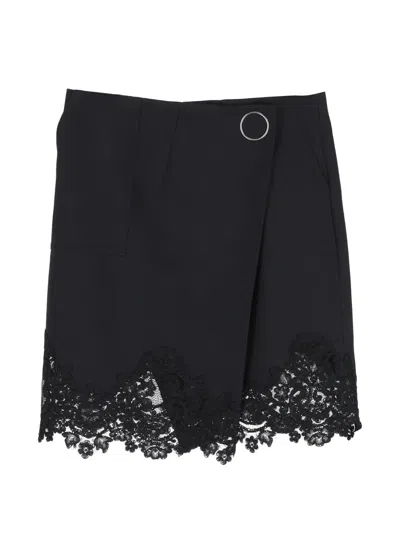 Pre-owned Sandro Lace-trim Mini Skirt In Black