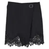 Sandro Lace Trim Mini Skirt In Black Polyester