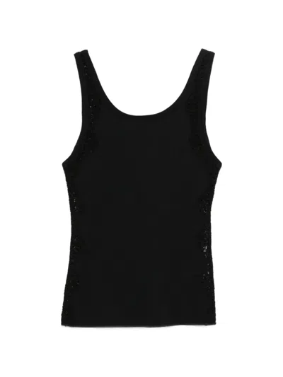 Sandro Tanktop Mit Spitzenborte In Black