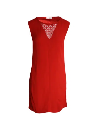 Pre-owned Sandro Lace-trimmed V-neck Dress In Red