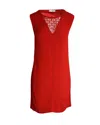 Sandro Lace-trimmed V-neck Sleeveless Dress In Red Cupro In Red