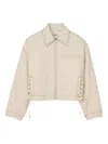 Sandro Lace-up Denim Jacket In Neutrals