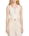 Sandro Safari Lace-up Tank Top In Ecru