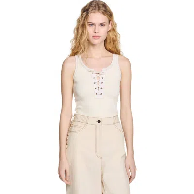 SANDRO SANDRO LACE-UP VEST TOP