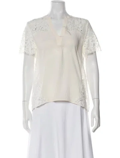 Pre-owned Sandro Lace V-neck Blouse In Neutral