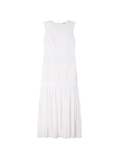 Sandro Lace-band Tiered Maxi Dress In White