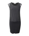 Sandro Laced Panel Dress In Black Viscose In Black