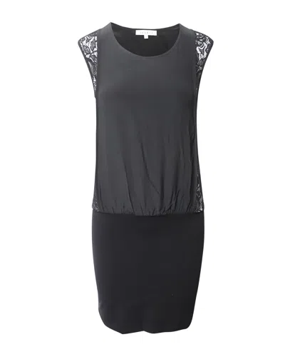 Sandro Laced Panel Dress In Black Viscose
