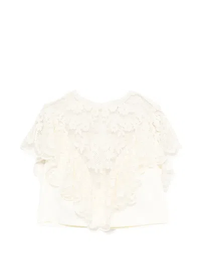 Sandro Lace-detail Blouse In Neutral
