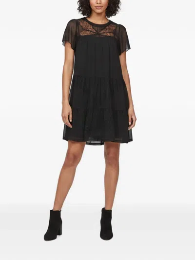 Pre-owned Sandro Lace-detail Mini Dress In Black