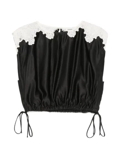 Sandro Lace-trim Crop Top In Multi