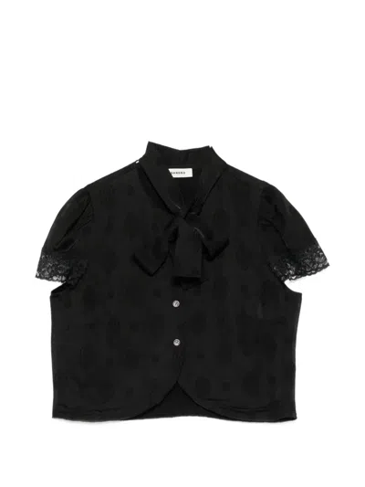 Sandro Lace-trim Paisley-jacquard Shirt In Black