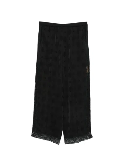 Sandro Lace-trim Palazzo Pants In Black
