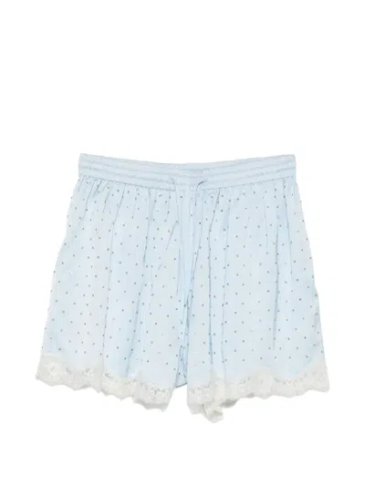 Sandro Lace-trim Rhinestone-embellished Shorts In Multi