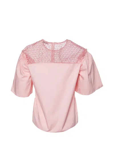 Pre-owned Sandro Lace-trimmed Blouse In Pink