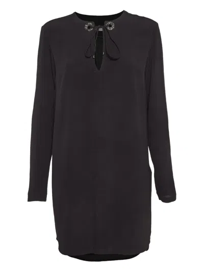 Pre-owned Sandro Lace-up Long-sleeved Dress In Black