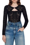 Sandro Cut-out Lace Bodysuit In Black