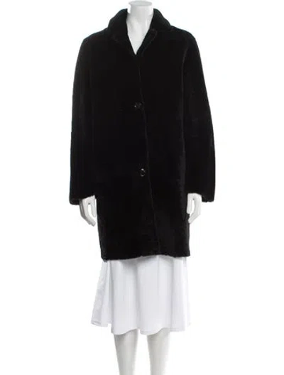 Pre-owned Sandro Lamb Fur Coat In Black