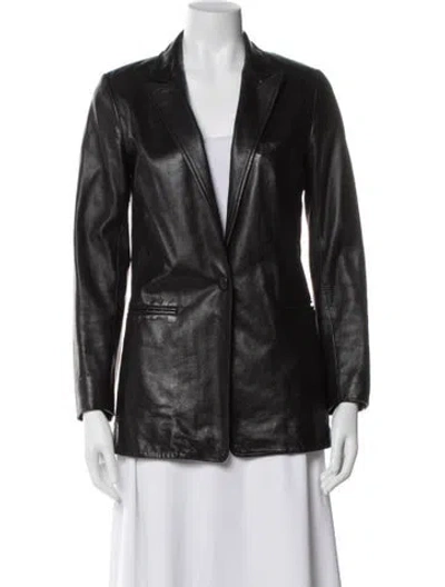 Pre-owned Sandro Lamb Leather Coat In Black