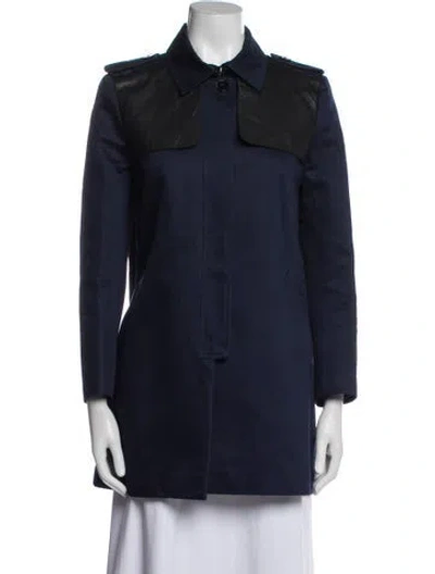 Pre-owned Sandro Lamb Leather Denim Jacket In Blue