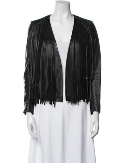 Pre-owned Sandro Lamb Leather Evening Jacket In Black