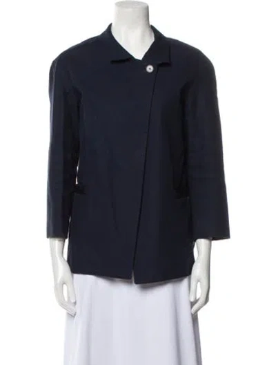 Pre-owned Sandro Lamb Leather Evening Jacket In Blue